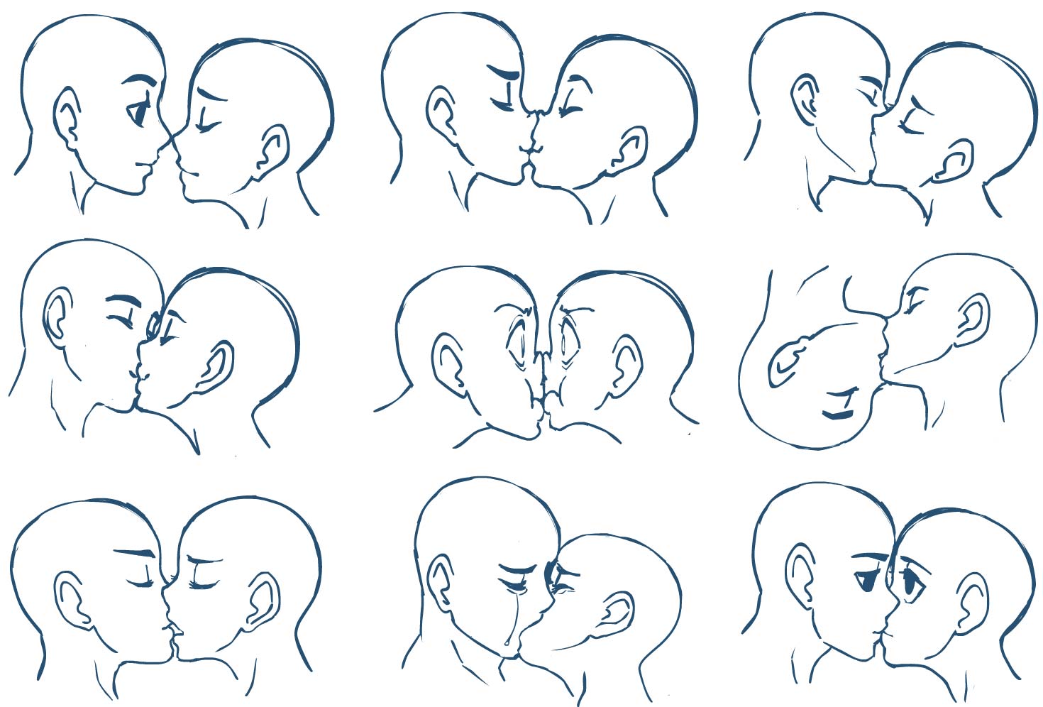 https://www.deviantart.com/thehobbyhorse/art/CLOSED-5-EUR-Kisses-ychs-756905501  | Anime poses reference, Drawing people, Drawing reference poses