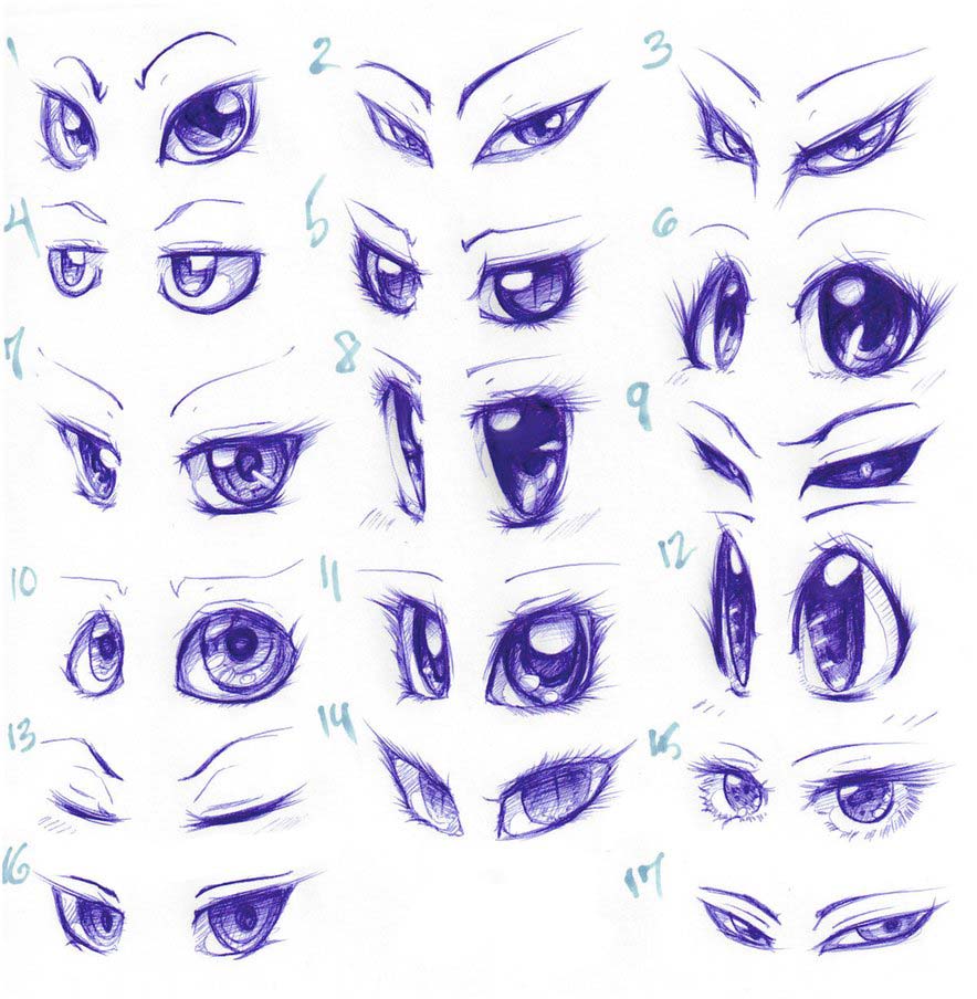 Anime Eyes Simple Drawing Reference Stock Illustration 2310385913