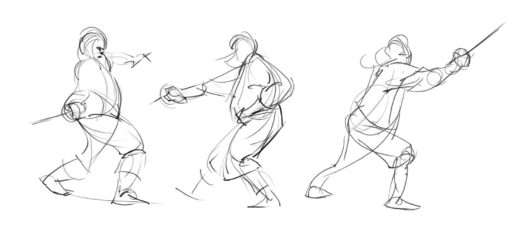 sword pose drawing reference