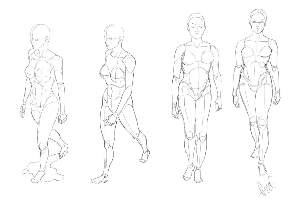 Walking Drawing Reference and Sketches for Artists
