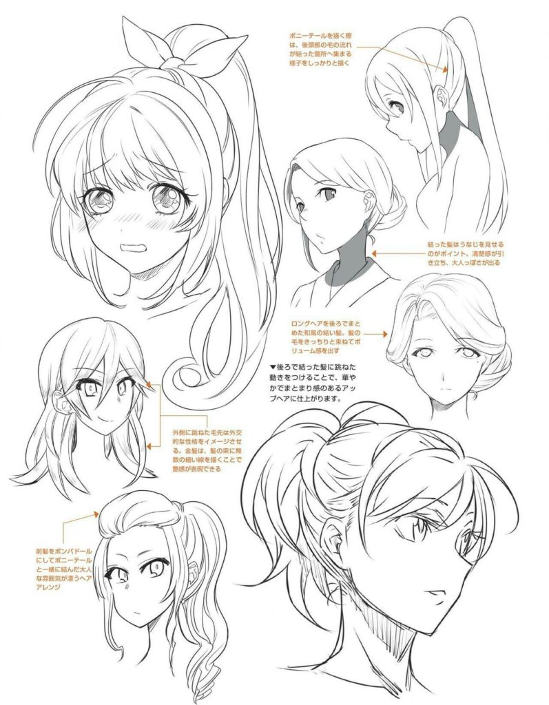 Anime Hair Drawing Reference and Sketches for Artists