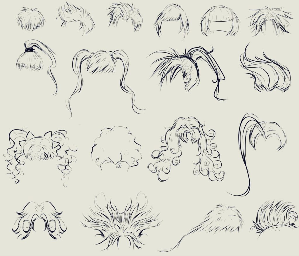 Anime Hair Drawing Reference and Sketches for Artists