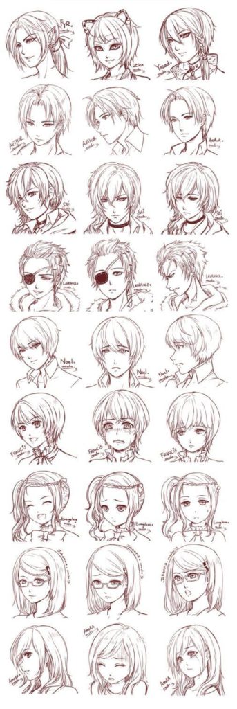 Anime Hair Drawing Reference and Sketches for Artists