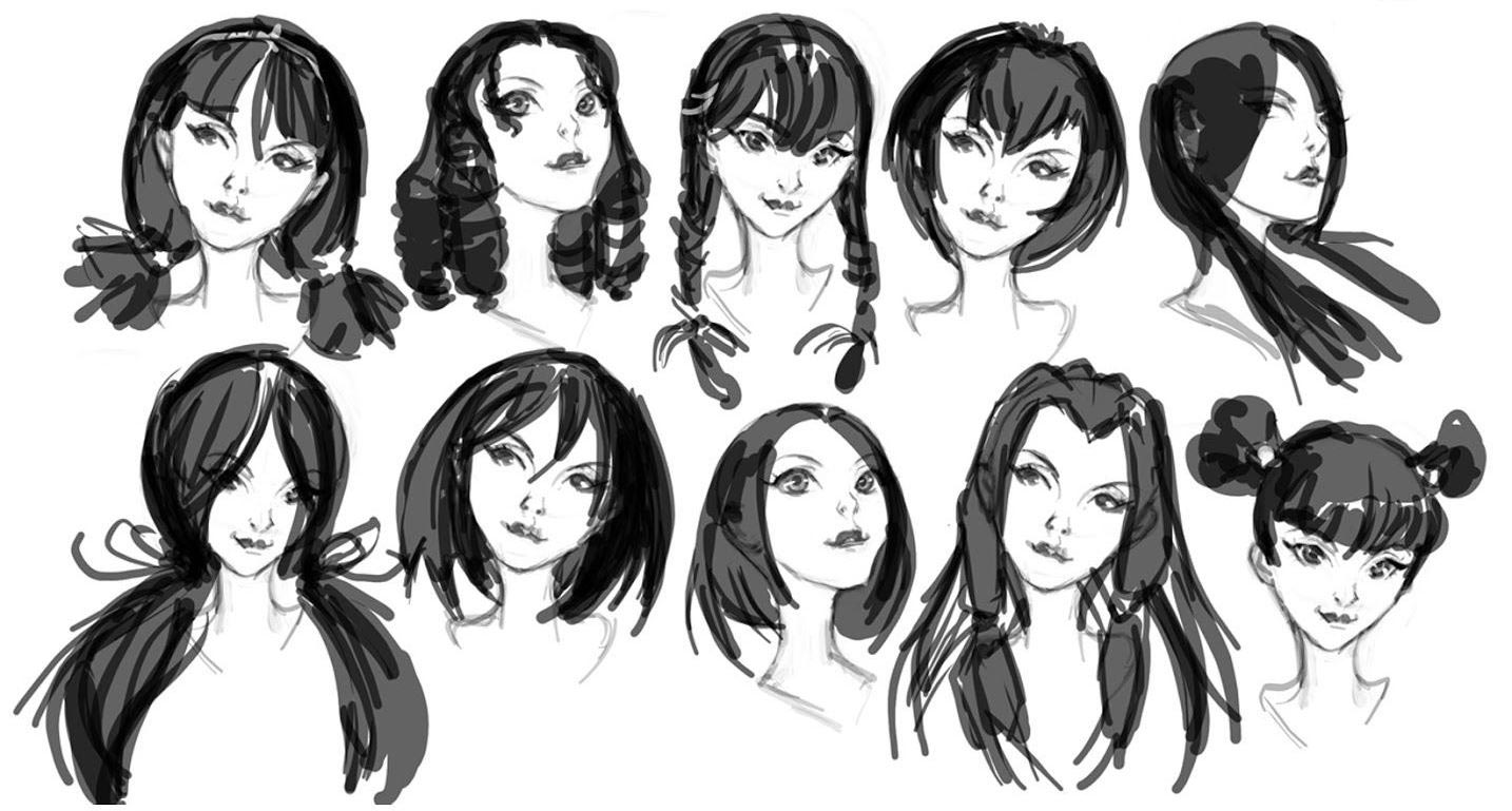 Girl Hairstyles Drawing References.