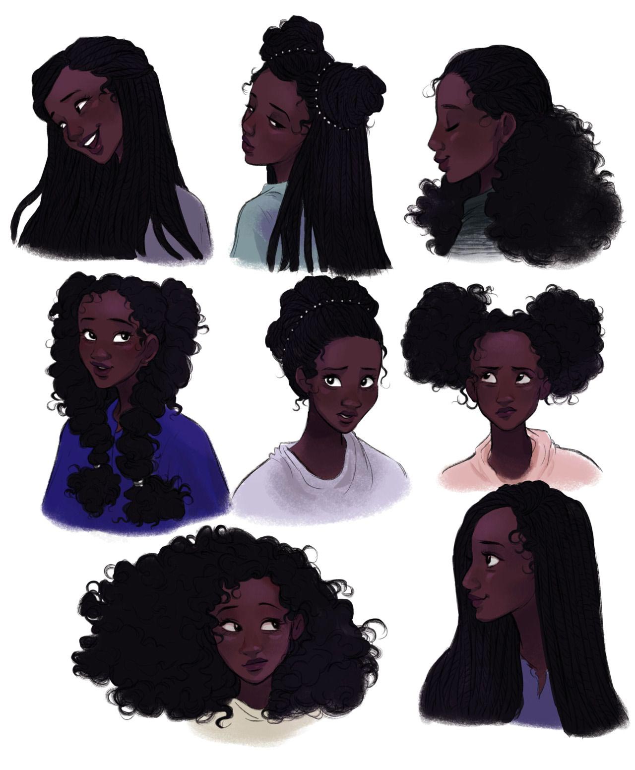 Cartoon Curly Hair Drawing Reference : Pin By Raven Dark On Drawings