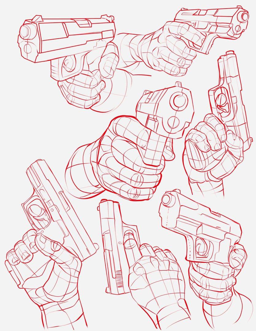 hand holding gun drawing reference - sunlightartphotography