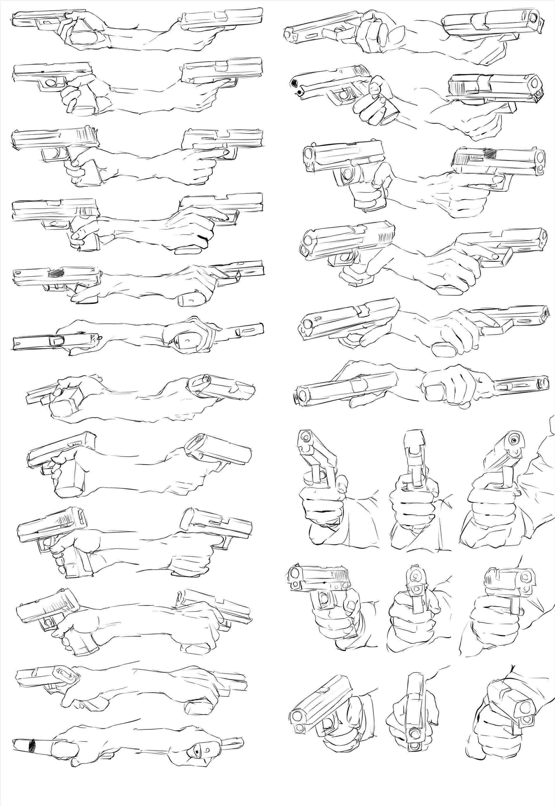 Hand Holding Gun Drawing Reference and Sketches for Artists