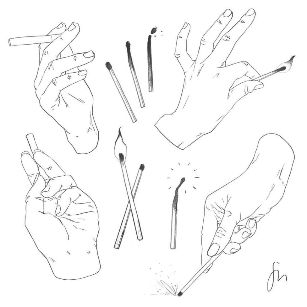 Hand with cigarette Drawing Reference and Sketches for Artists