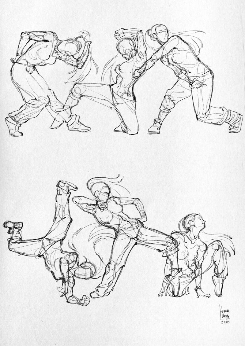 drawings of people breakdancing