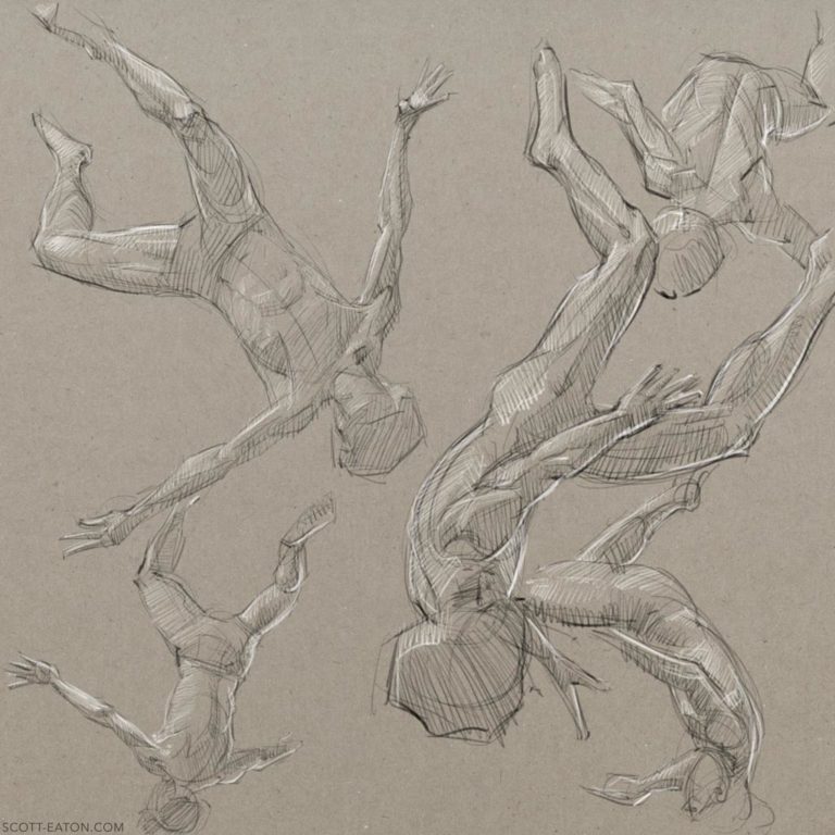 Falling Drawing Reference and Sketches for Artists