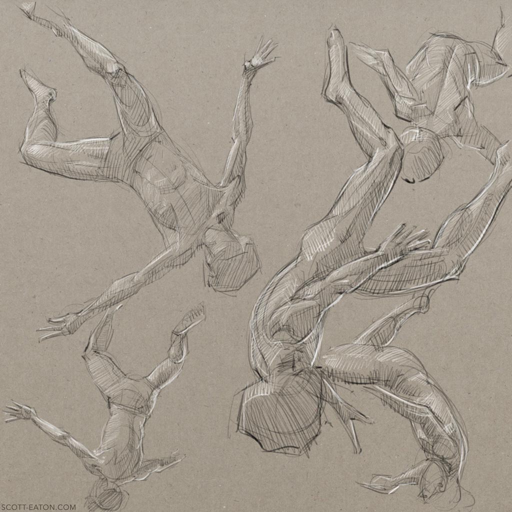 Falling Drawing Reference and Sketches for Artists