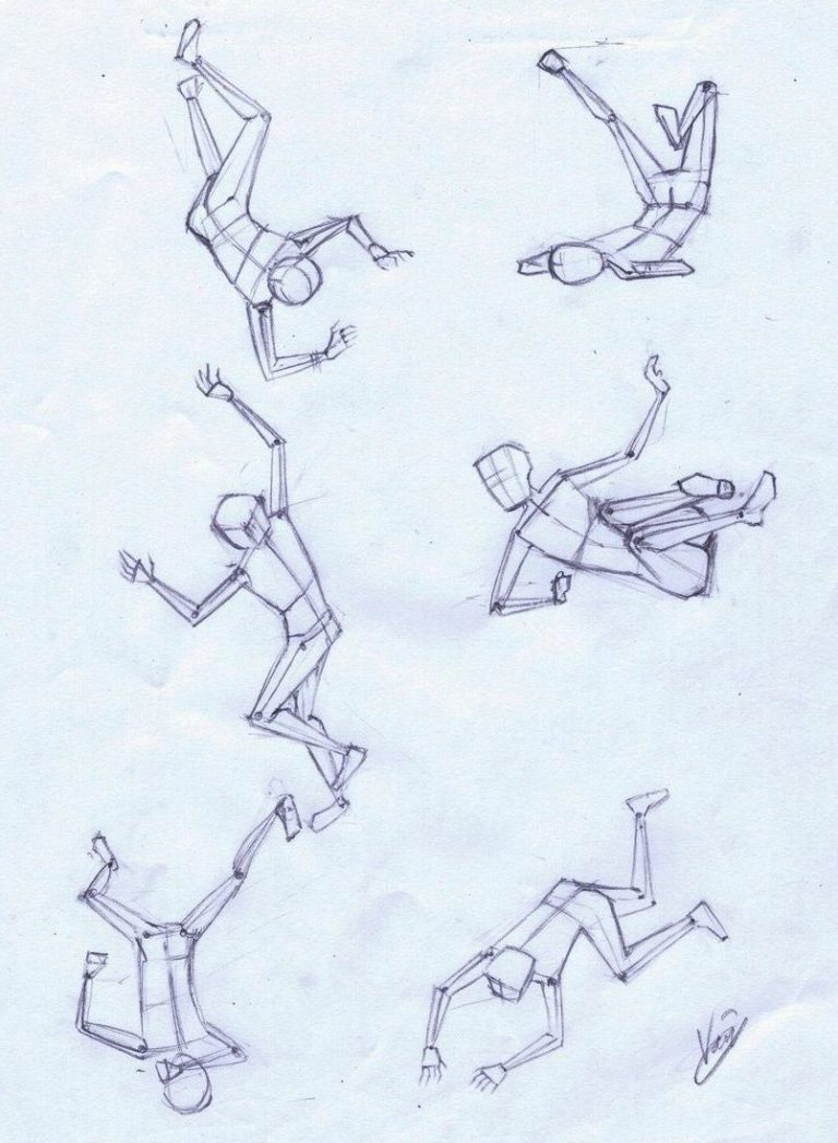 Falling Drawing Reference and Sketches for Artists