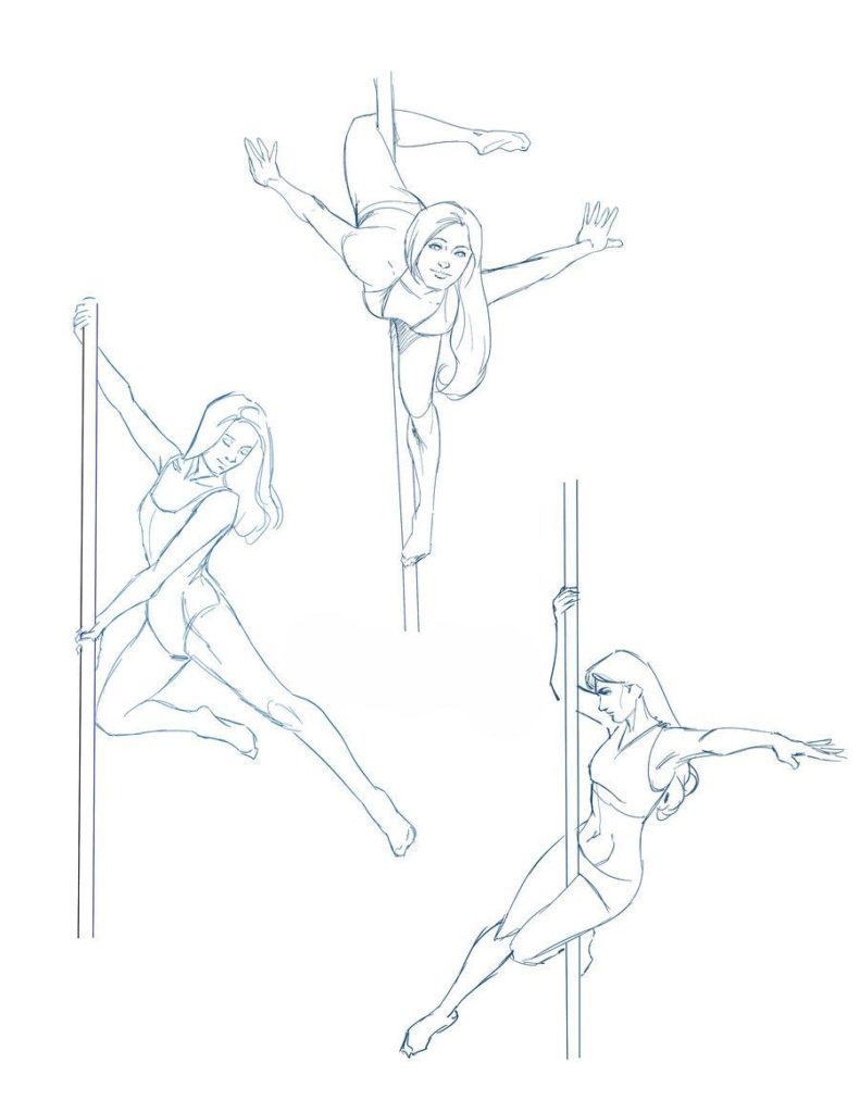 Pole dance drawing reference.