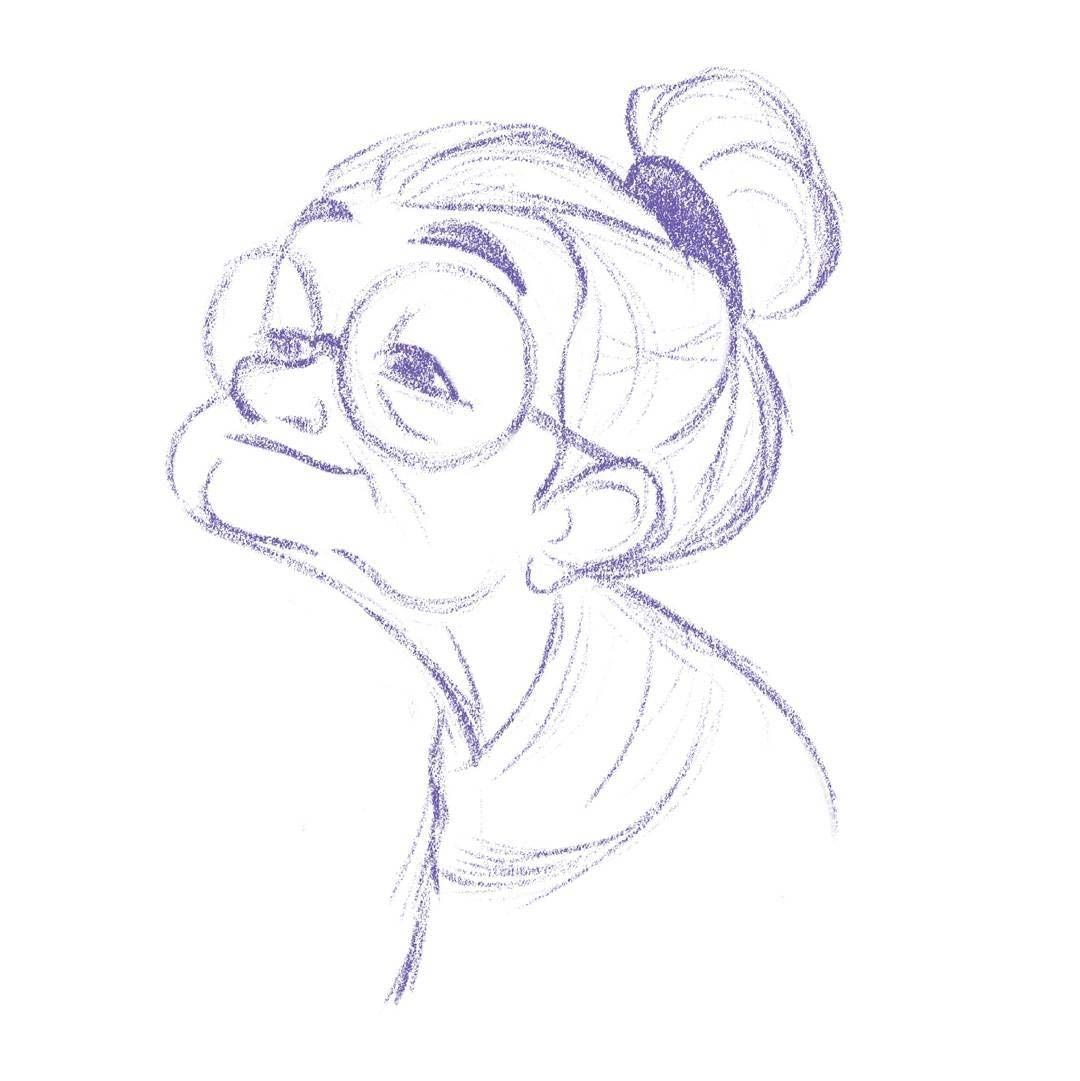 Old Lady Cartoon Character Drawing