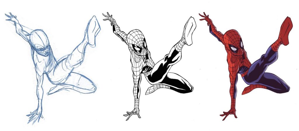 spiderman poses sketch