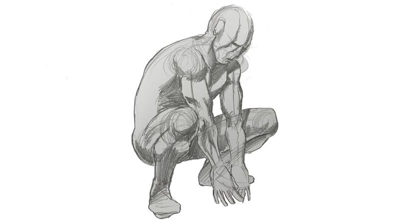 Squatting Drawing Reference and Sketches for Artists