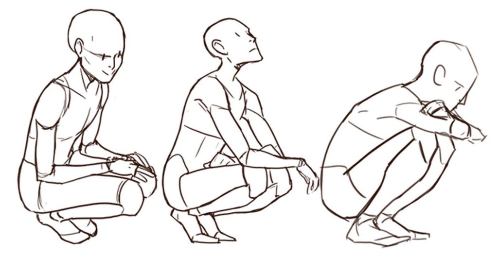 Squatting Drawing Reference and Sketches for Artists