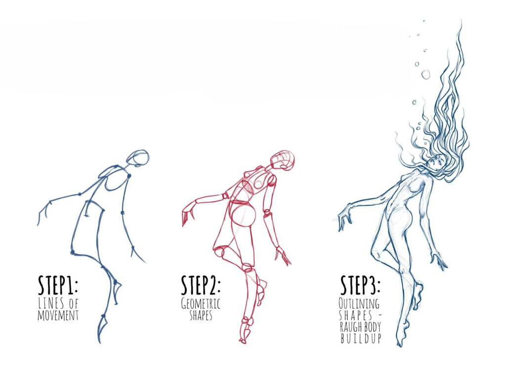 Floating Poses Drawing Reference and Sketches for Artists