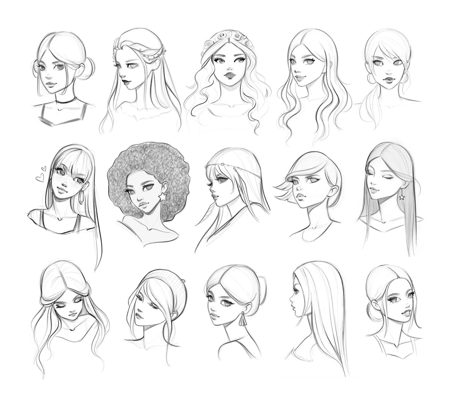 Female Face Drawing Reference and Sketches for Artists