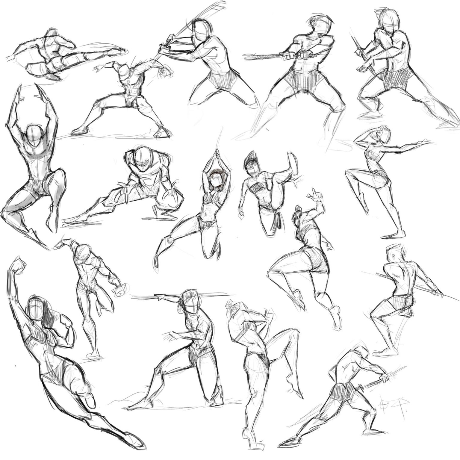 Fighting Drawing Reference and Sketches for Artists.