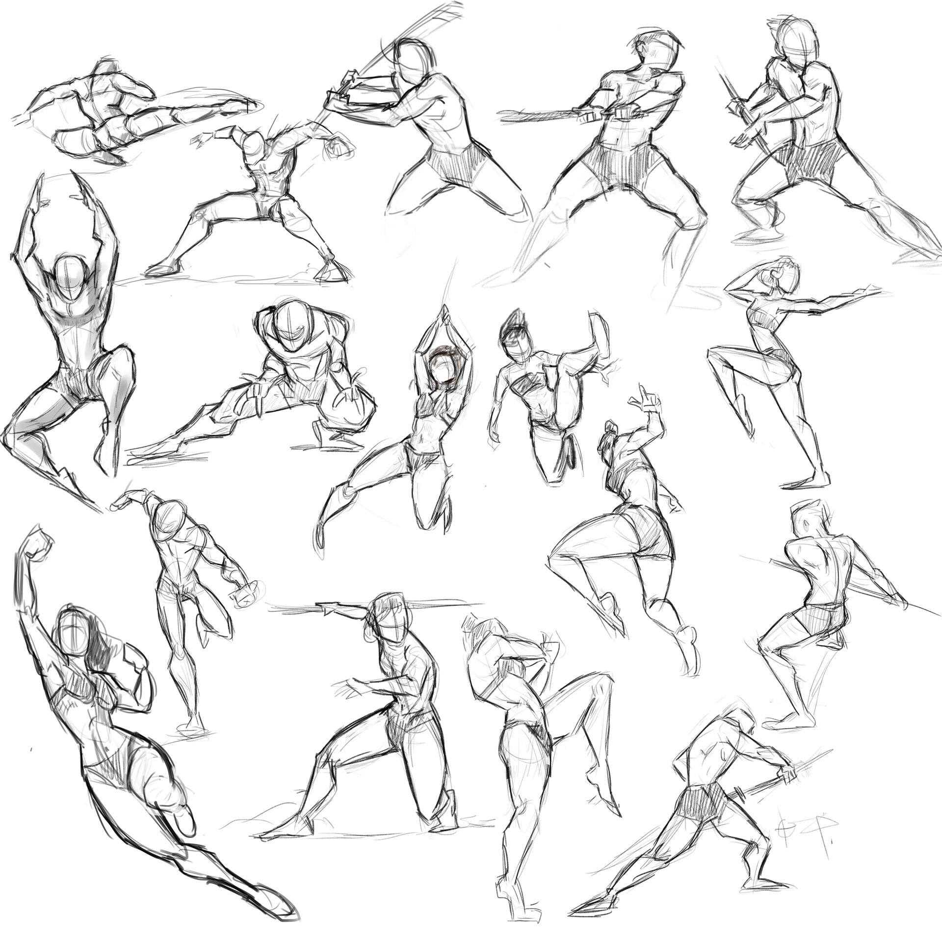 Fighting Drawing Reference and Sketches for Artists