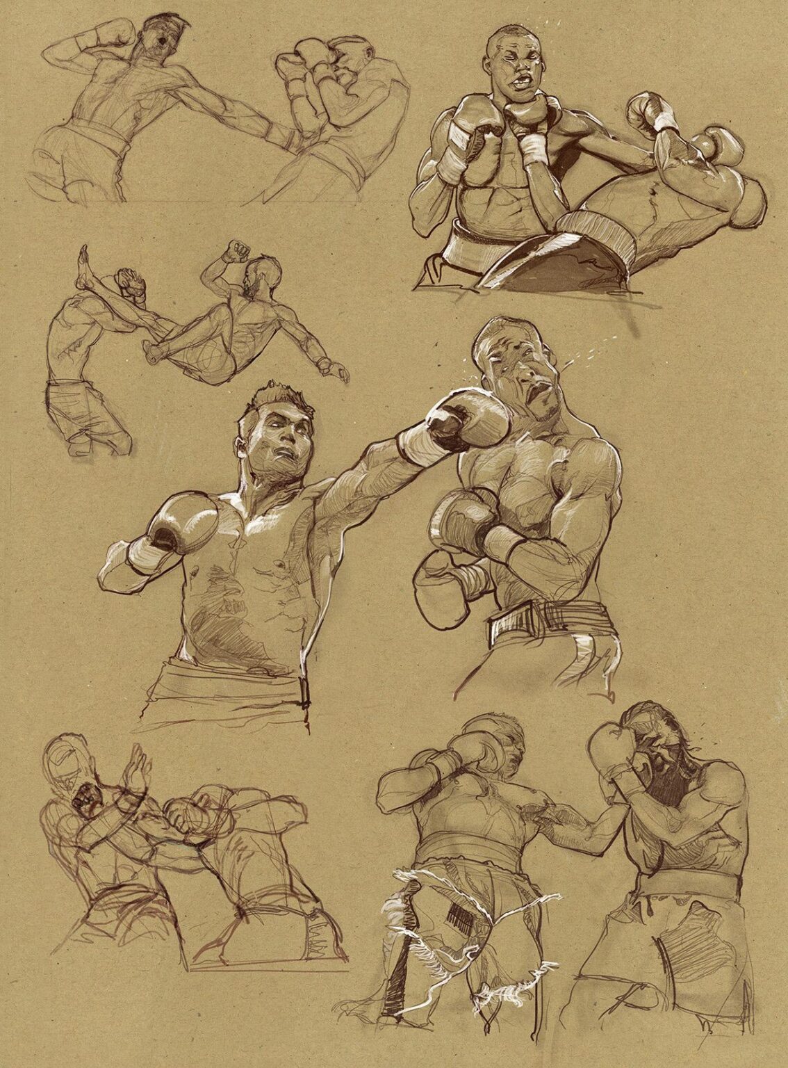 Fighting Drawing Reference and Sketches for Artists