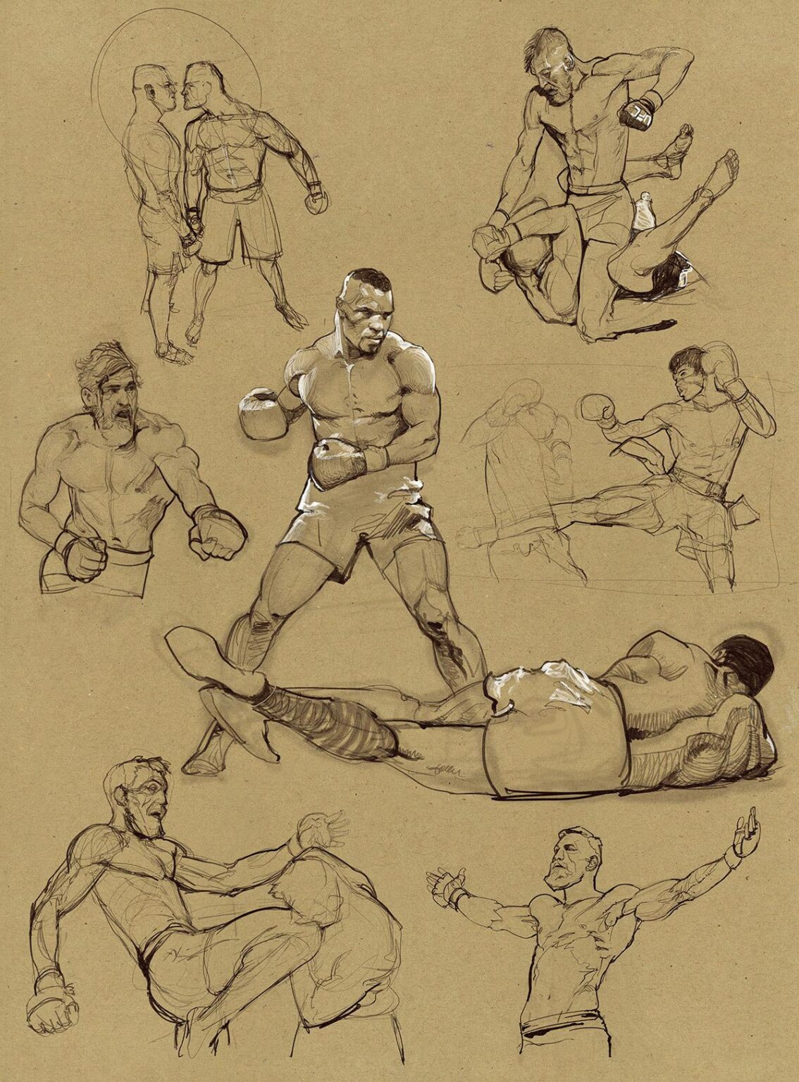 Fighting Drawing Reference and Sketches for Artists