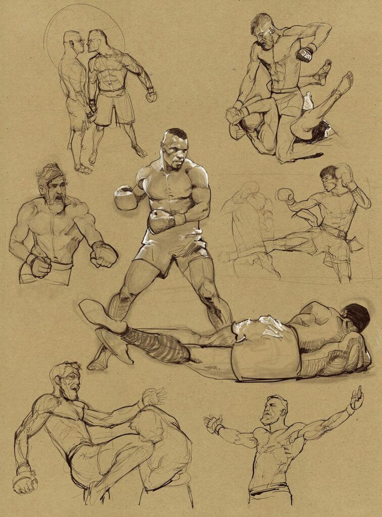 Fighting Drawing Reference and Sketches for Artists