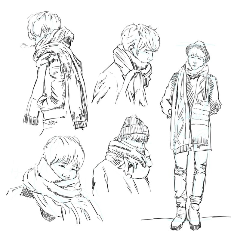 Scarf Drawing Reference and Sketches for Artists