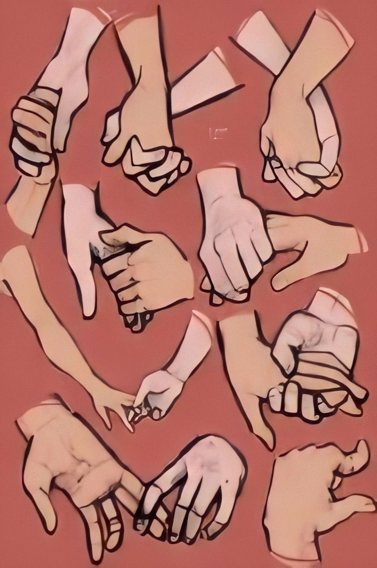 holding hands drawing reference