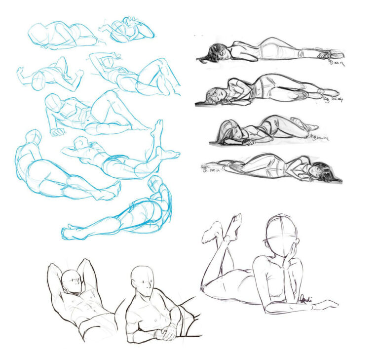 Laying down Drawing Reference and Sketches for Artists