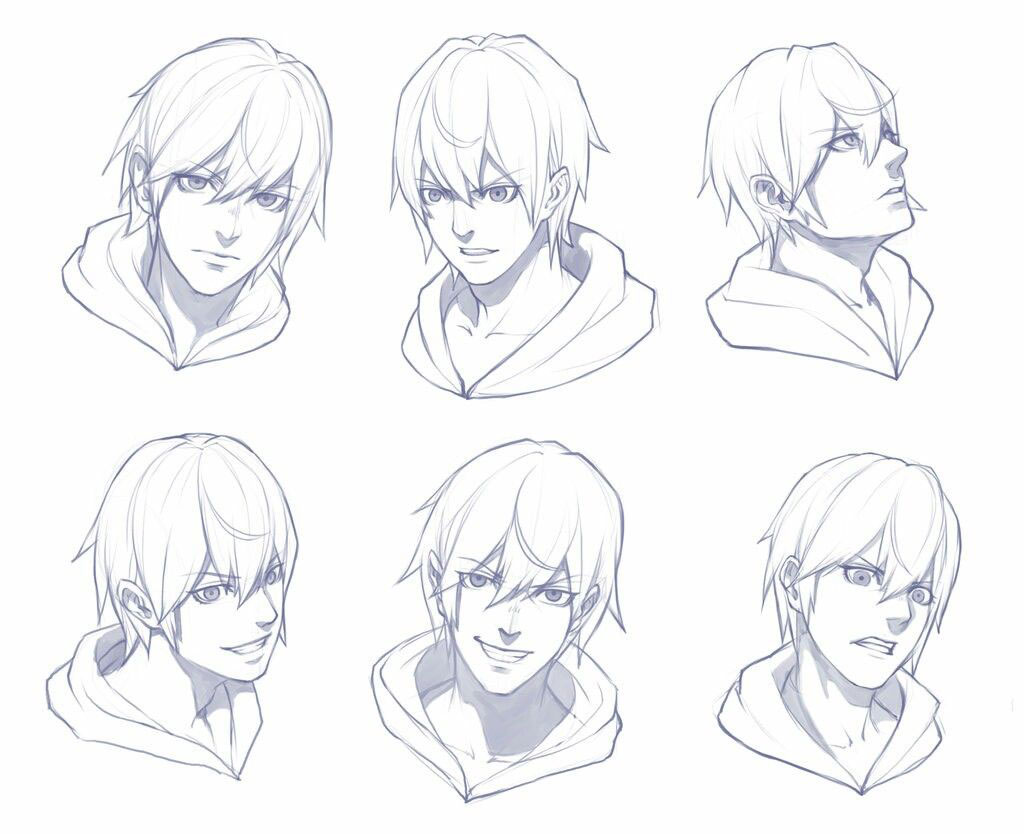 male anime face drawing reference
