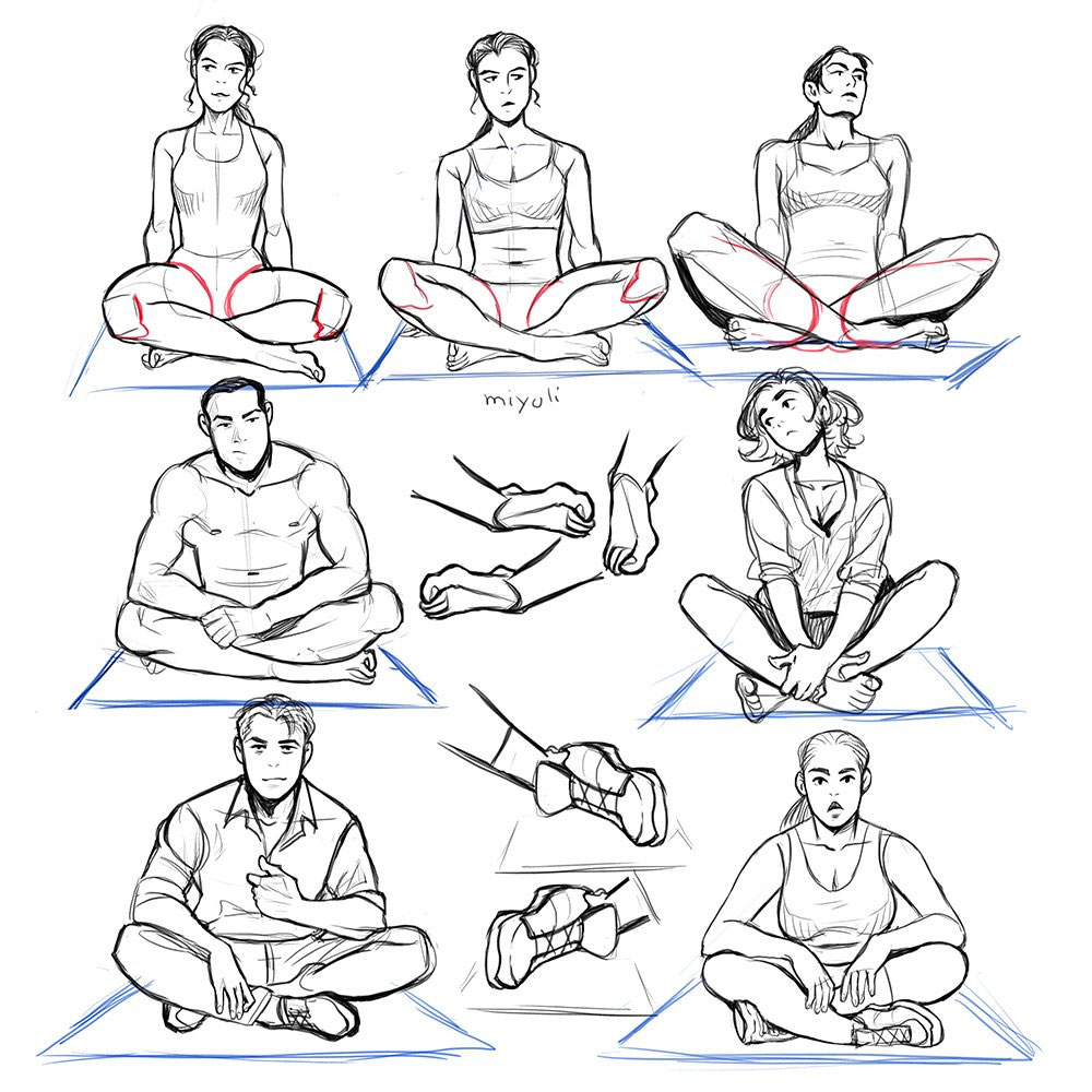 Sitting cross legged Drawing Reference and Sketches for Artists