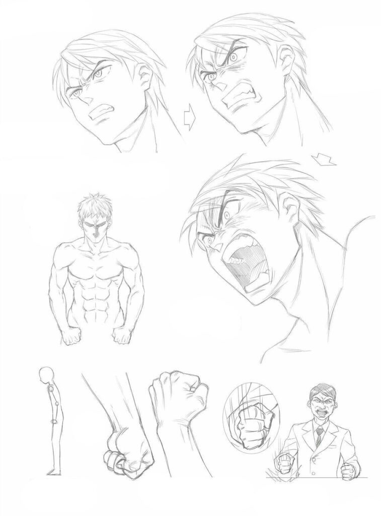 Angry Reference Pose Drawing Sketch Coloring Page