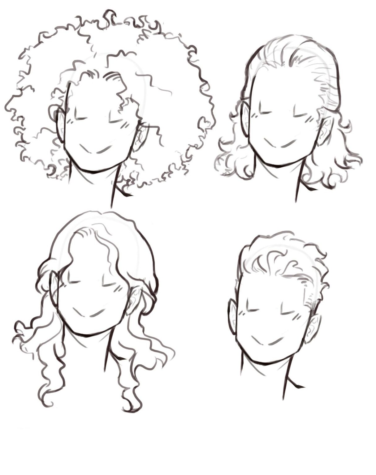 Curly hair Drawing References.