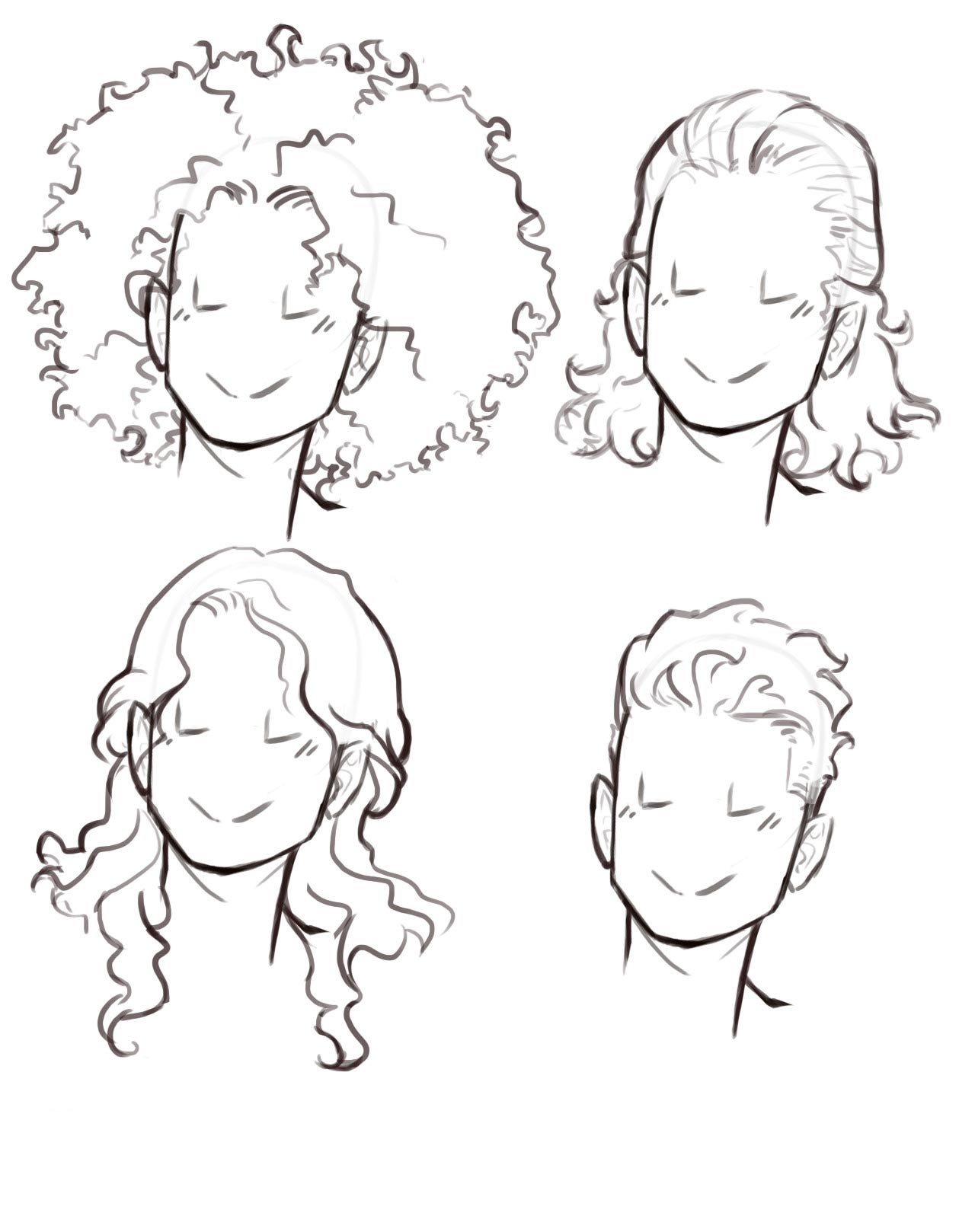 curly hair drawing reference