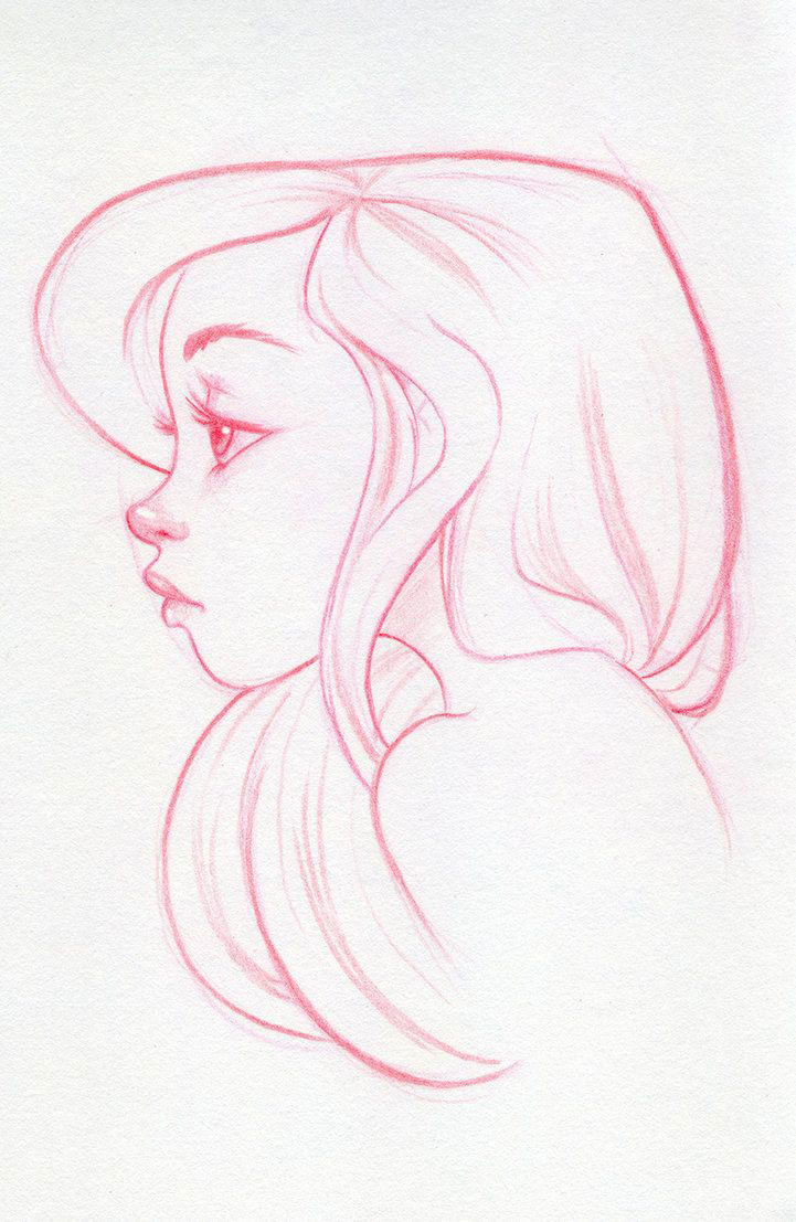 Female face side view Drawing Reference and Sketches for Artists