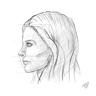 Female face side view Drawing Reference and Sketches for Artists