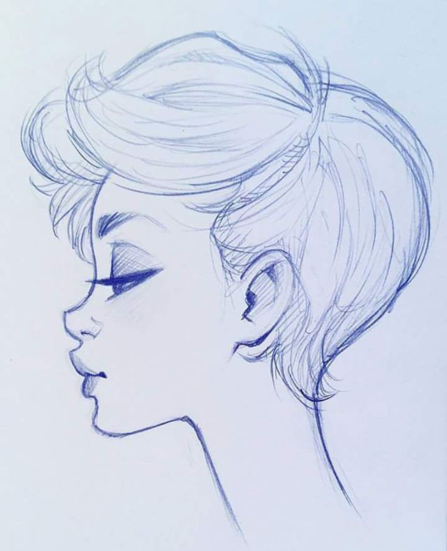 woman face profile sketch