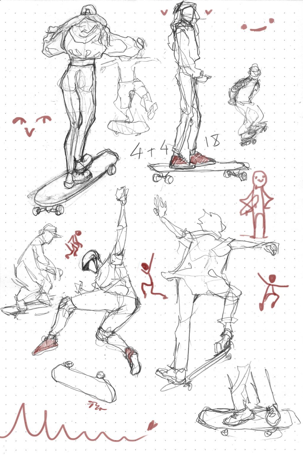Skateboard poses Drawing Reference and Sketches for Artists