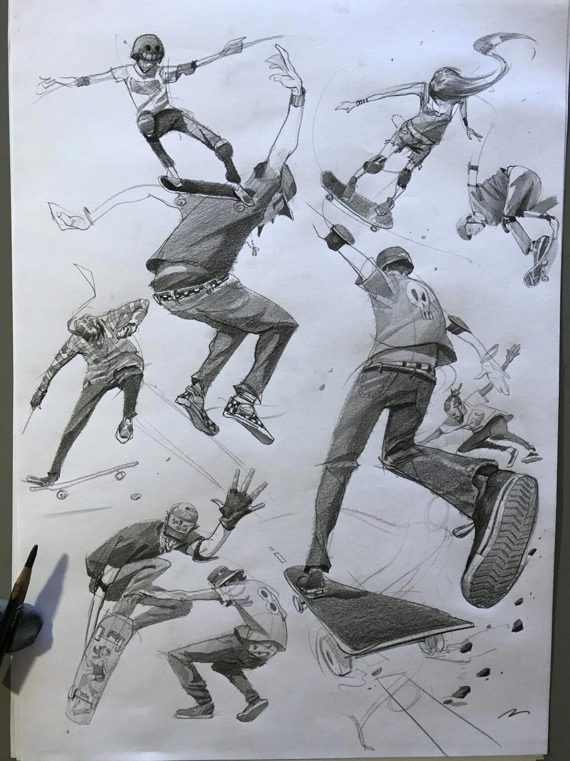 Skateboard poses Drawing Reference and Sketches for Artists