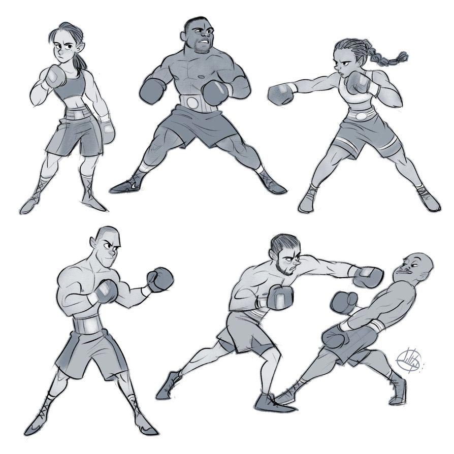 Boxing Drawing Reference and Sketches for Artists