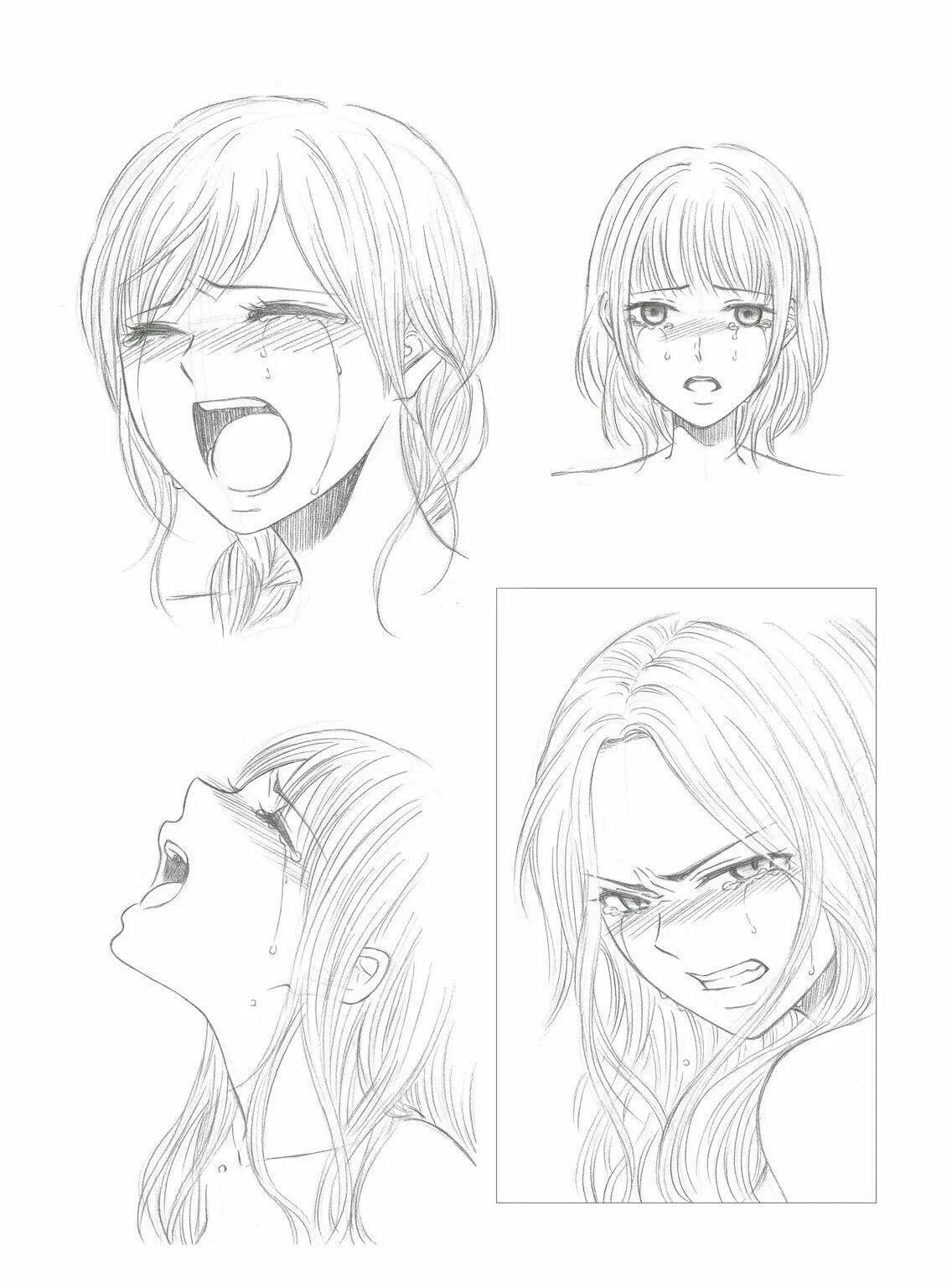 Anime Crying Drawing Reference and Sketches for Artists