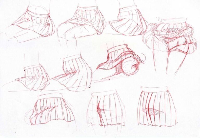 Skirt Drawing Reference and Sketches for Artists