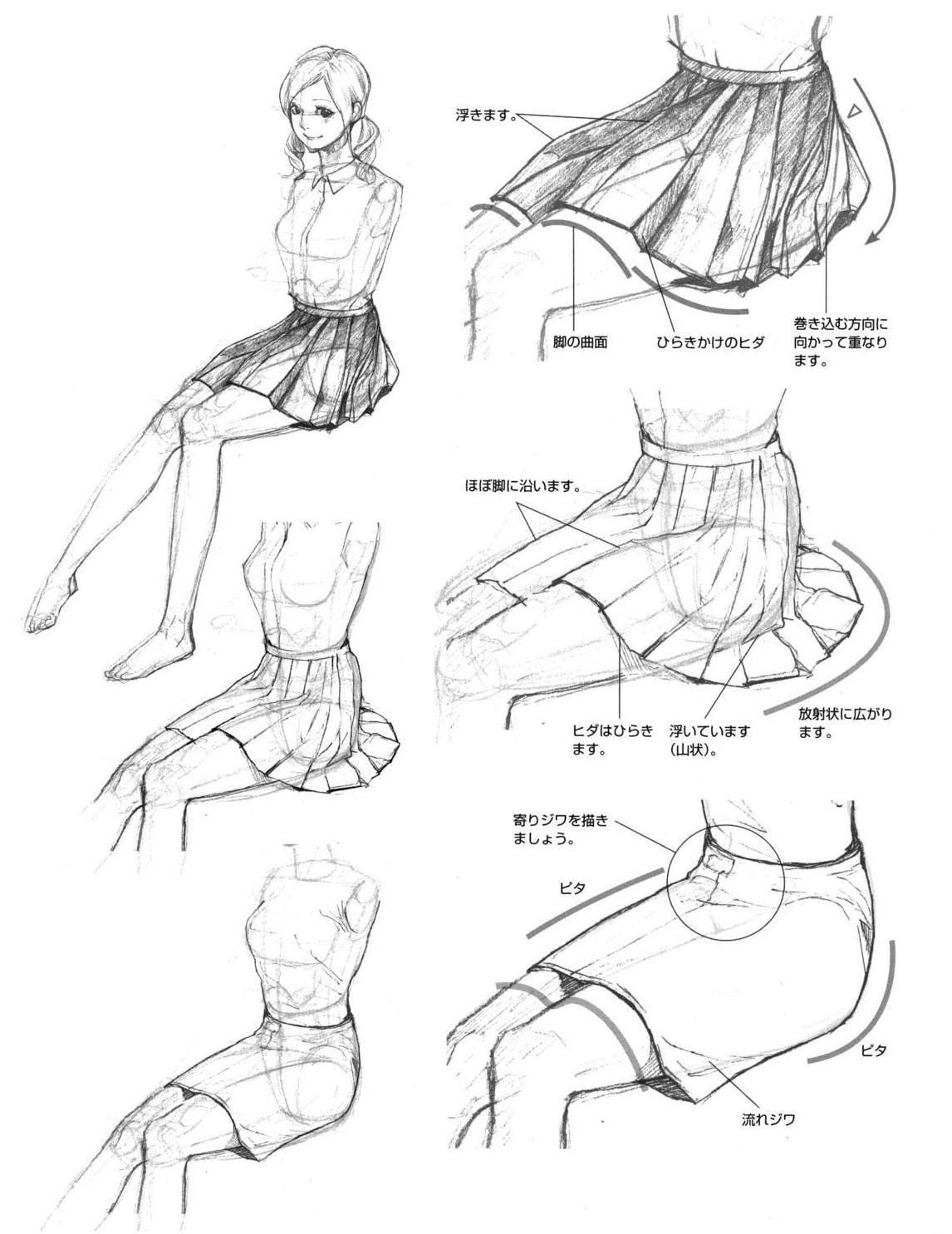 Skirt Drawing Reference : Pleated Skirt Drawing Reference 