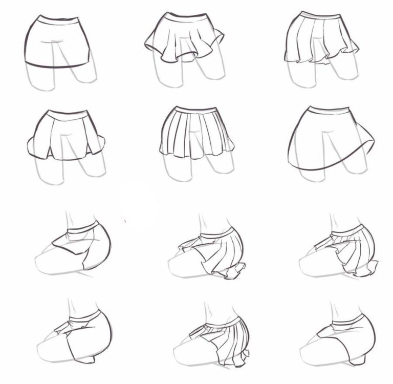 Skirt Drawing Reference and Sketches for Artists