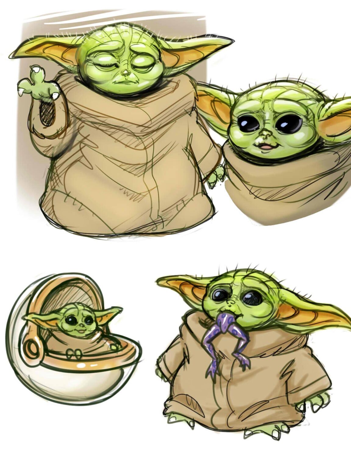 Baby yoda Drawing Reference and Sketches for Artists