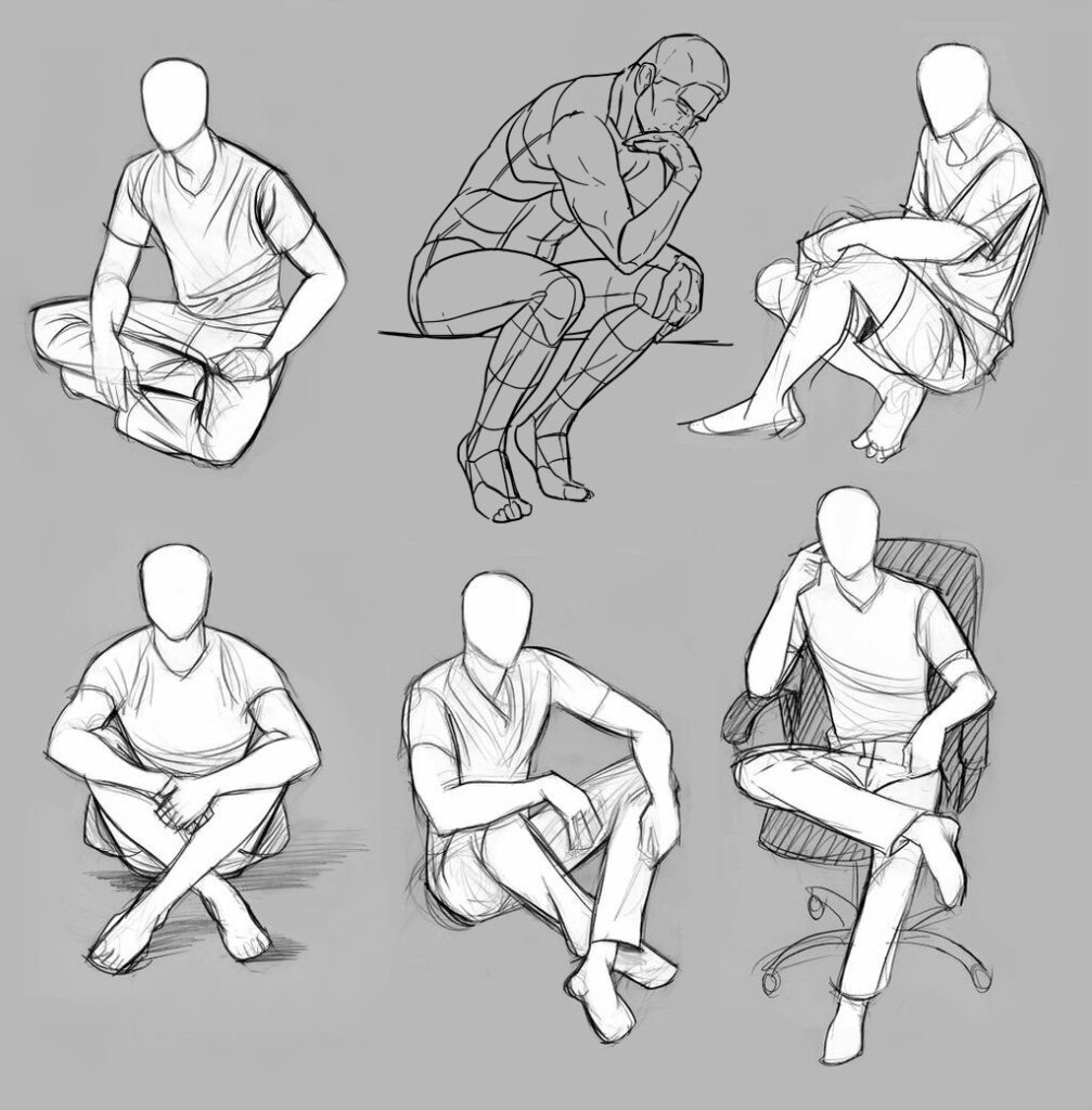 Man sitting down Drawing Reference and Sketches for Artists