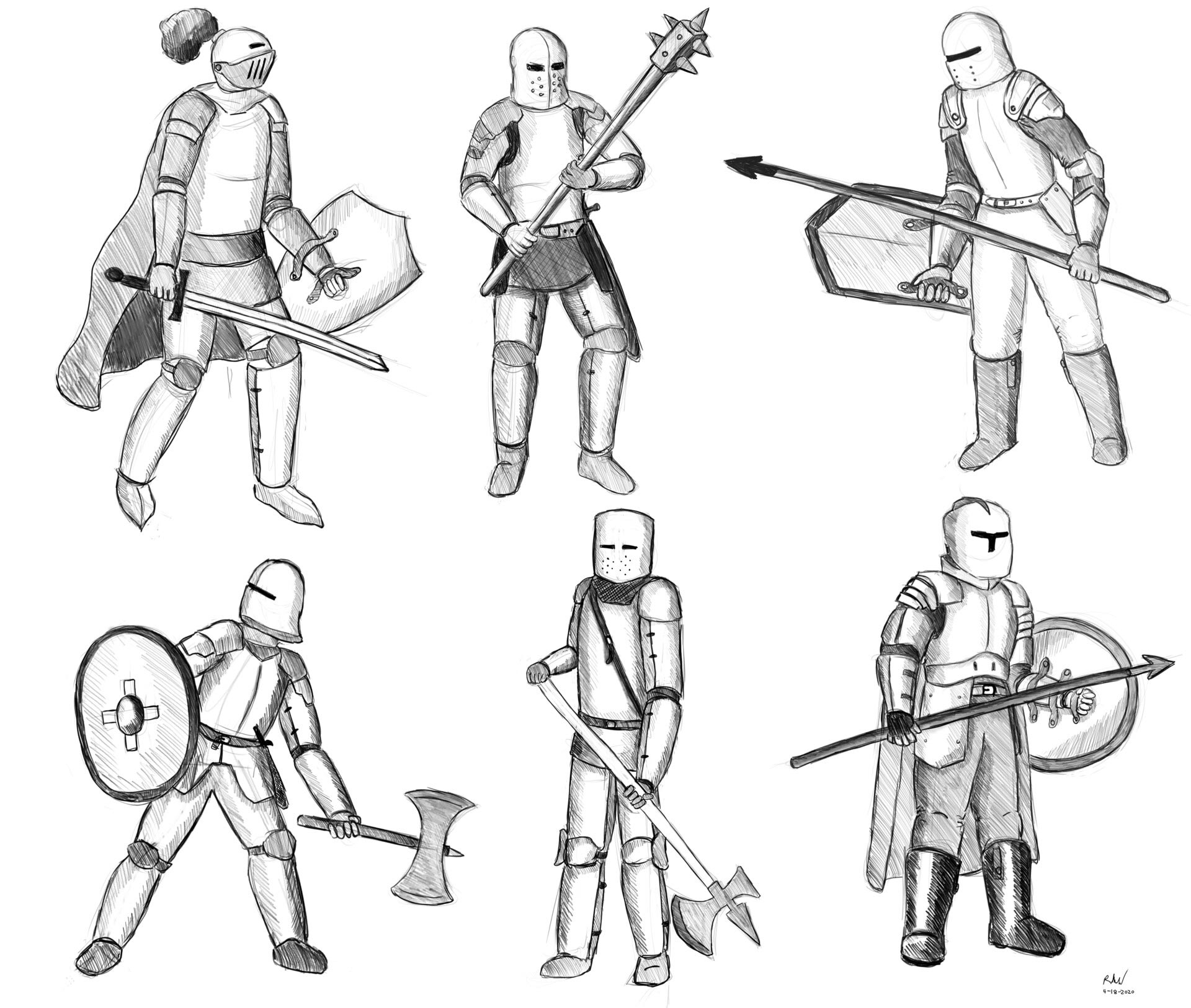 Knight armor drawing reference