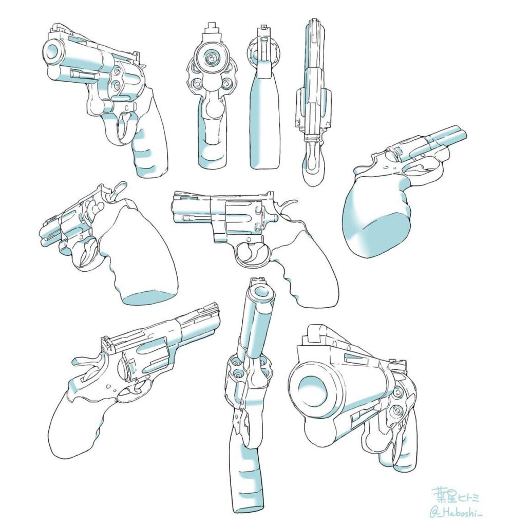 Revolver Drawing Reference and Sketches for Artists